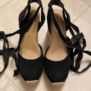 Black Espadrille Wedges size 9